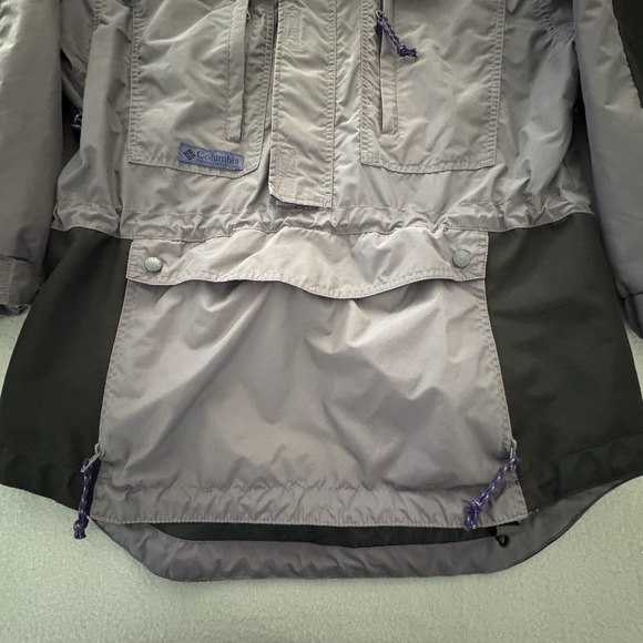VTG Columbia Sportswear CO Anorak Pullover Jacket Large Gray Purple Black Hood - Picture 3 of 16